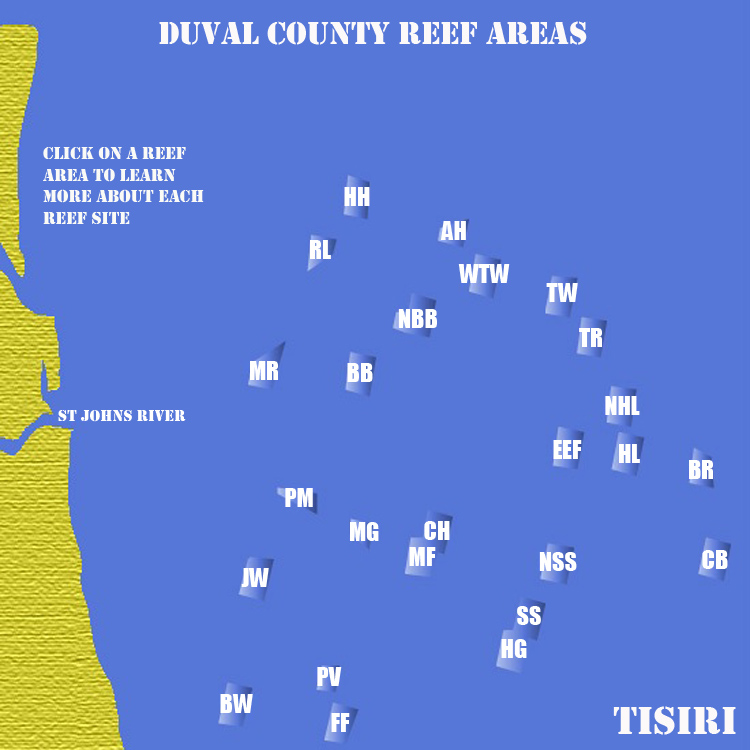 Map of Jacksonville Reefs